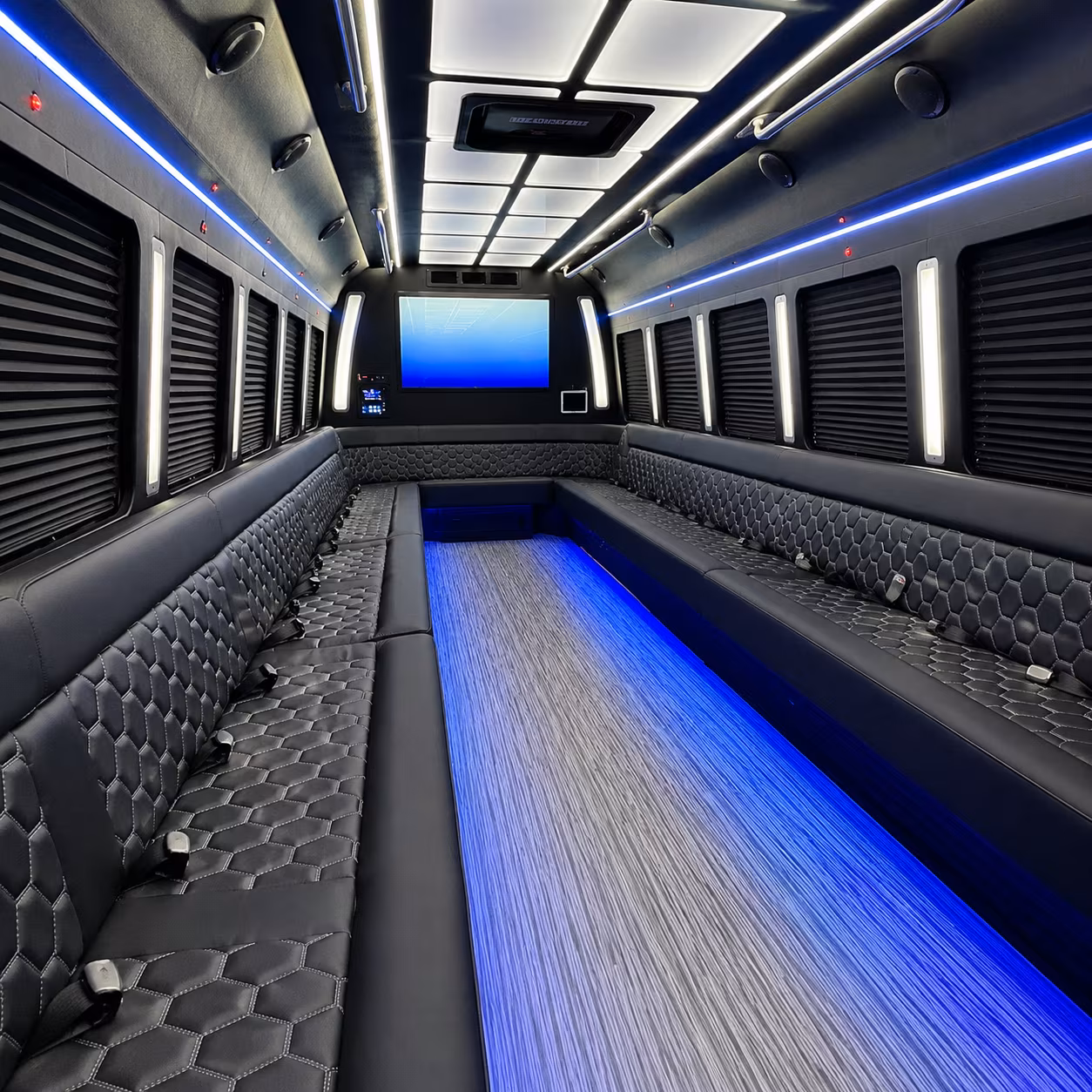 orem 50 passenger party bus inside